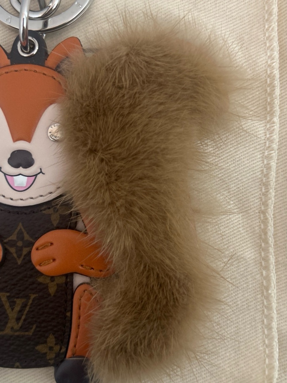 🦊MINT NEW Louis Vuitton Fox Keychain with Fur Tail - Brown/Gold - Picture 4 of 8